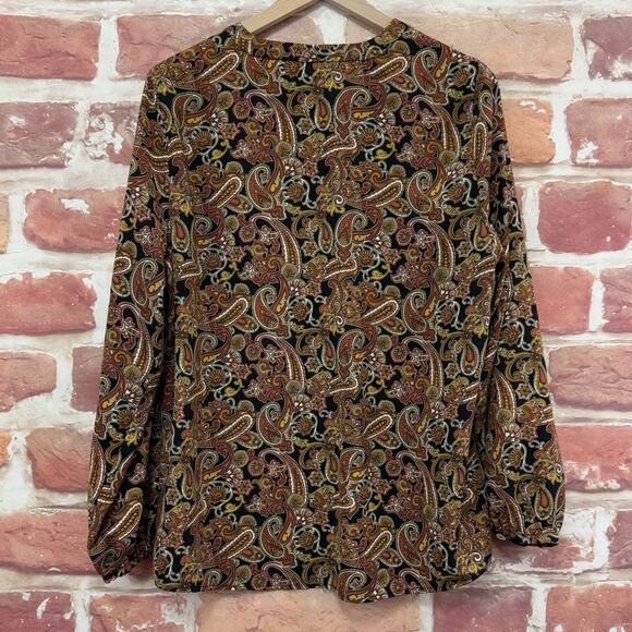 Appleseed’s Top Women's XL Petite Multicolor Boho Paisley Casual Career Shirt - Picture 4 of 8